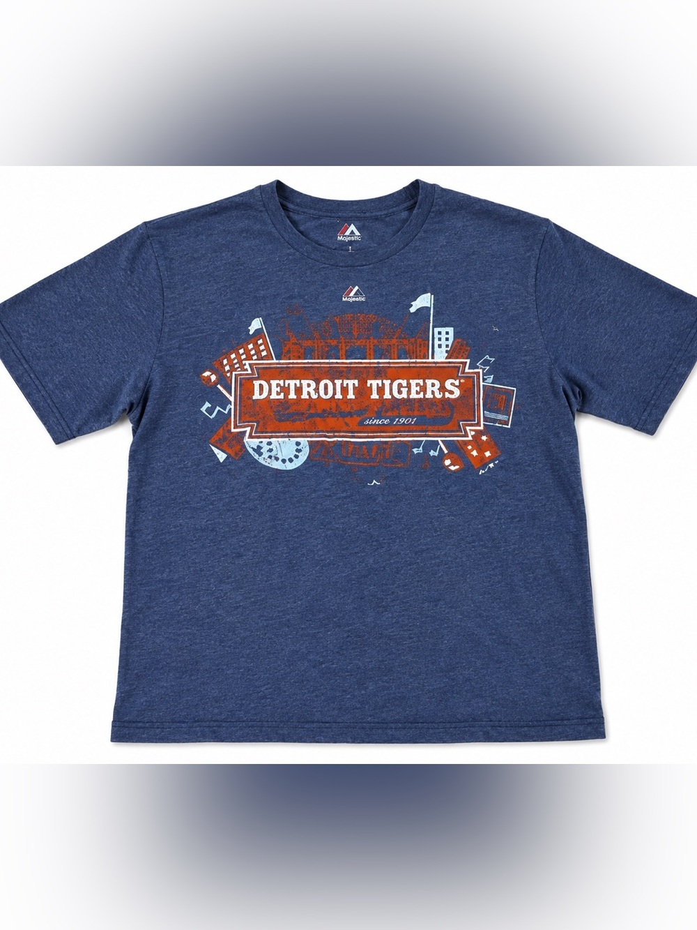 Vintage Majestic Blue Detroit Tigers Short Sleeve Tee